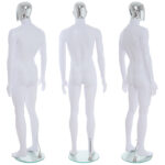 Male Chrome Egg Head Mannequin Matt White Rear