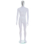 Single Male Chrome Egg Head Mannequin Matt White