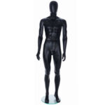 Male Egg Head Mannequin Matt Black Front