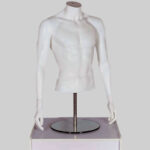 Male Torso Headless Mannequin Matt White With Arms