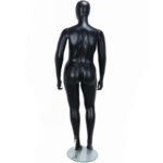 Plus Size Female Egg Head Mannequin Matt Black Rear