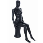 Sitting Female Egg Head Mannequin Matt Black Side