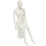 Sitting Female Egg Head Mannequin Matt White Front