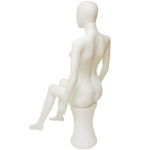 Sitting Female Egg Head Mannequin Matt White Rear