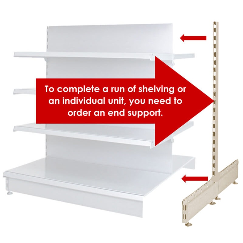 Cream Double Sided Gondola Shelving End Support
