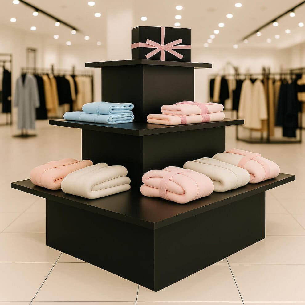Retangular Retail Display 3 Tier Rectangular Island Retail Display – Plain Finish