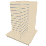 Slatwall 4-Way Gondola in a Cream Finish with Aluminium Inserts