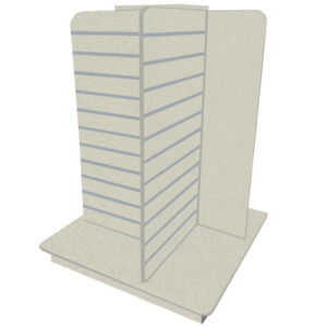 Slatwall 4-Way Gondola in a Grey Finish with Aluminium Inserts