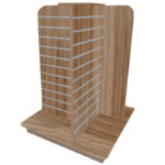 Slatwall Gondola 4-Way in a Light Walnut Finish with Aluminium Inserts