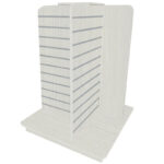 Slatwall 4-Way Gondola in a Pino White Finish with Aluminium Inserts