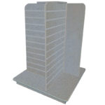 Slatwall 4-Way Gondola in a Silver Finish with Aluminium Inserts