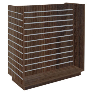Slatwall H-Shaped Gondola in Dark Ash Finish with Aluminium Inserts