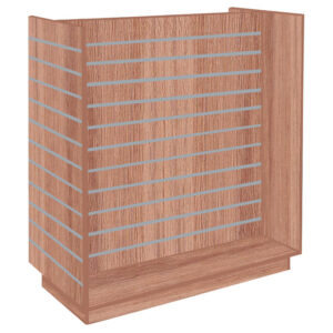 Slatwall H-Shaped Gondola in Denver Oak Finish with Aluminium Inserts