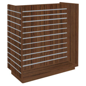 Slatwall H-Shaped Gondola in Walnut with Aluminium Inserts