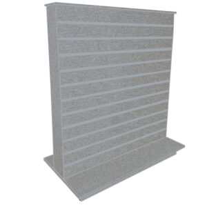 Slimline Slatwall Display Gondola in a Silver Finish with Aluminium Inserts