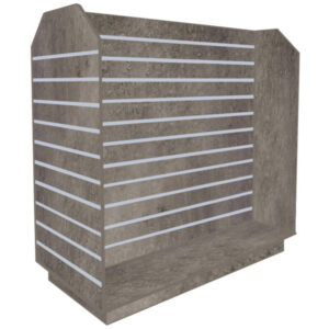 Slatwall Tombstone H-Shaped Gondola in Concrete with Aluminium Inserts