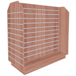 Slatwall Tombstone H-Shaped Gondola in Eternity Oak with Aluminium Inserts