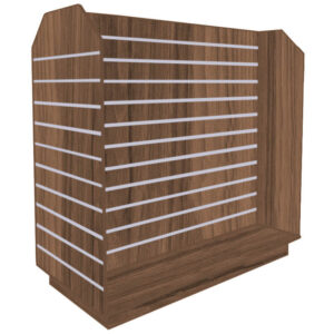 Slatwall Tombstone H-Shaped Gondola in Walnut with Aluminium Inserts
