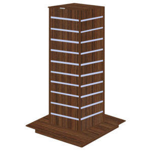 Walnut Slatwall Gondola Tower with Aluminium Inserts