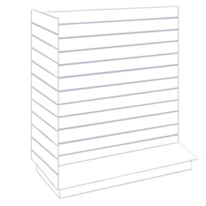 T-Shaped Slatwall Gondola Display in a White finish with Aluminium Inserts