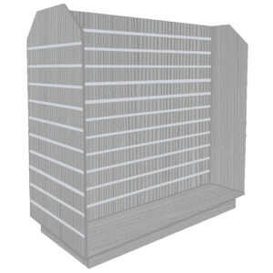 Slatwall Tombstone H-Shaped Gondola in Pino Grey with Aluminium Inserts