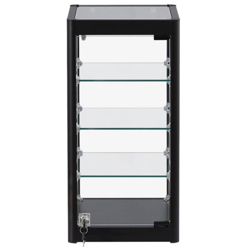 Countertop Glass Showcase Black front view (Large)