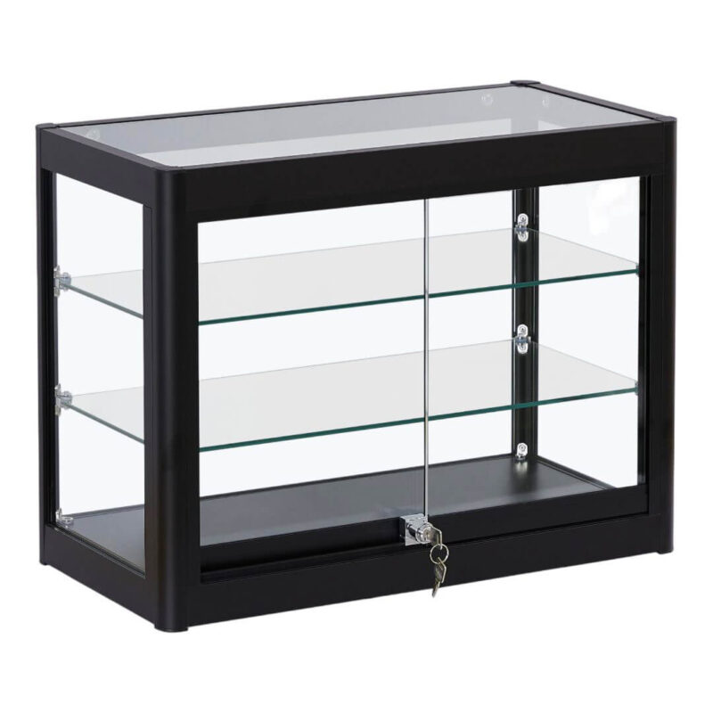 Countertop Glass Showcase Black angled view (Medium)